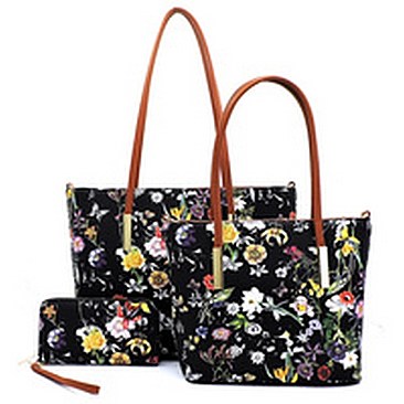 Flower Printed 3-in-1 Shopper Set