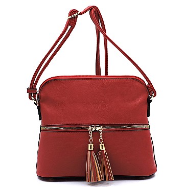 Fashion Tassel Zip Dome Crossbody Bag Satchel