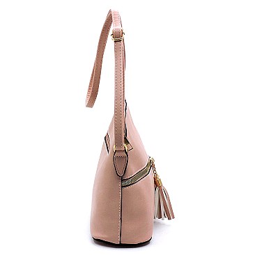 Fashion Tassel Zip Dome Crossbody Bag Satchel