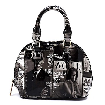 Magazine Cover Collage Mini Dome Satchel