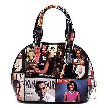 Magazine Cover Collage Mini Dome Satchel