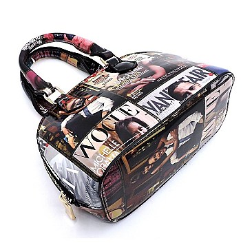 Magazine Cover Collage Mini Dome Satchel