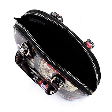 Magazine Cover Collage Mini Dome Satchel