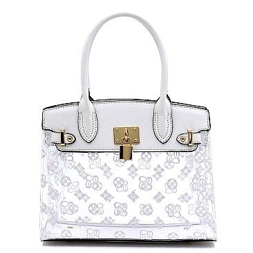 Transparent Monogram Padlock Satchel