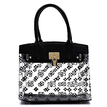 Transparent Monogram Padlock Satchel