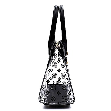 Transparent Monogram Padlock Satchel