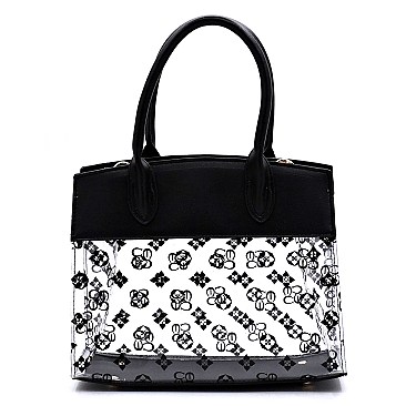 Transparent Monogram Padlock Satchel