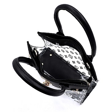 Transparent Monogram Padlock Satchel