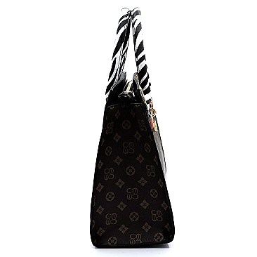 2-in-1 Leopard Zebra Monogram Padlock Satchel