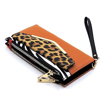 Colorblock Leopard Zebra Bifold Envelope Wallet Wristlet