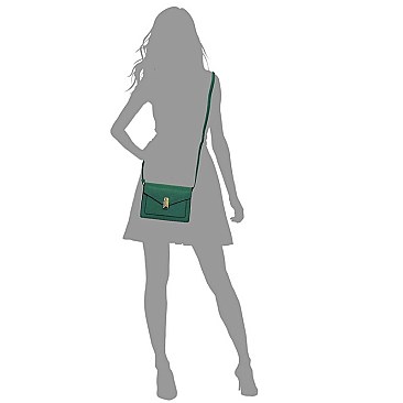 Turn Lock Envelope Crossbody Bag