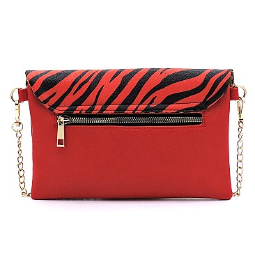 Colorblock Leopard Zebra Envelope Crossbody Clutch