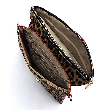 Colorblock Leopard Zebra Envelope Crossbody Clutch