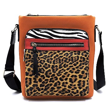 Colorblock Leopard Zebra Crossbody Bag