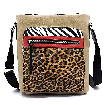 Colorblock Leopard Zebra Crossbody Bag