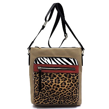 Colorblock Leopard Zebra Crossbody Bag