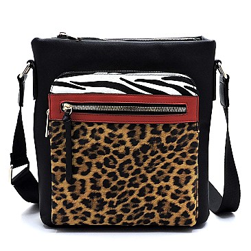 Colorblock Leopard Zebra Crossbody Bag