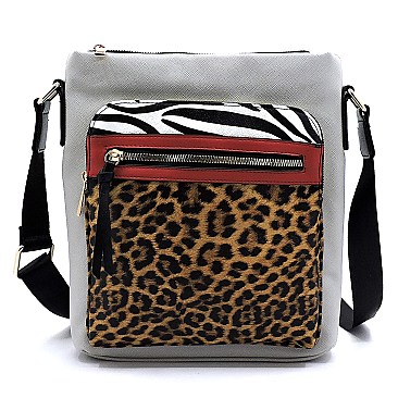 Colorblock Leopard Zebra Crossbody Bag