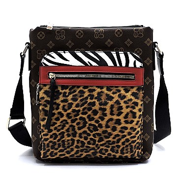 Colorblock Leopard Zebra Monogram Crossbody Bag