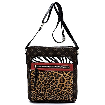 Colorblock Leopard Zebra Monogram Crossbody Bag