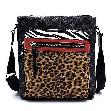 Colorblock Leopard Zebra Monogram Crossbody Bag