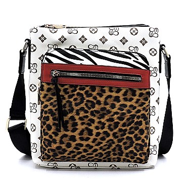 Colorblock Leopard Zebra Monogram Crossbody Bag