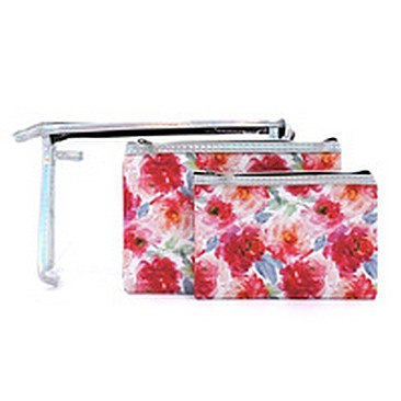 Flower Printed 3-in-1 Cosmetic Case