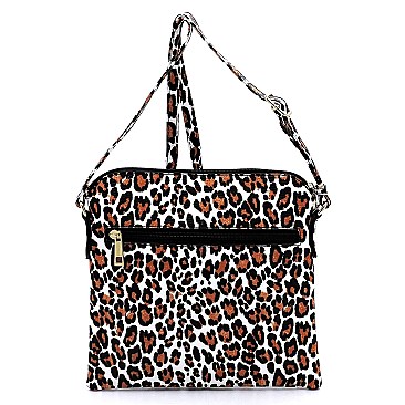 Zip Tassel Leopard Print Crossbody Bag