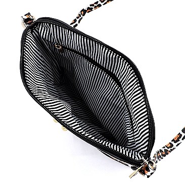 Zip Tassel Leopard Print Crossbody Bag