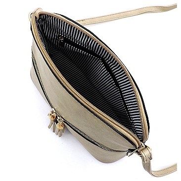 Fashion Tassel Zip Dome Crossbody Bag Satchel