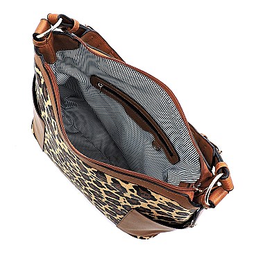 Side Pocket Leopard Print Hobo Wallet SET