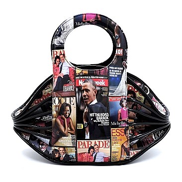 Magazine Cover Collage Accordion Satchel