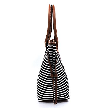 3 in 1 Aztec & Stripe Print Oversized Tote Clutch Wallet SET