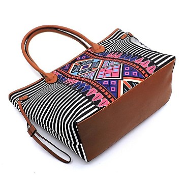 Native American Tribal Aztec Printed Canvas 3-in-1 Shopper