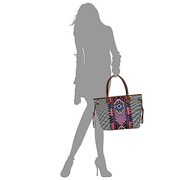 Native American Tribal Aztec Printed Canvas 3-in-1 Shopper