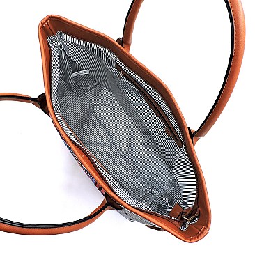 3 in 1 Aztec & Stripe Print Oversized Tote Clutch Wallet SET