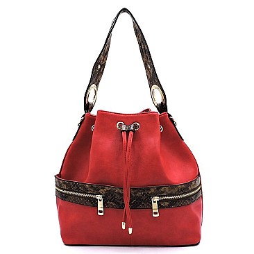 Python Snake Skin Drawstring Shoulder Bag