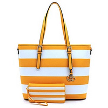 Saffiano Textured Stripe 2-in-1 Tote Bag