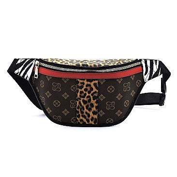 Monogram Leopard Zebra Fanny Pack Waist Bag