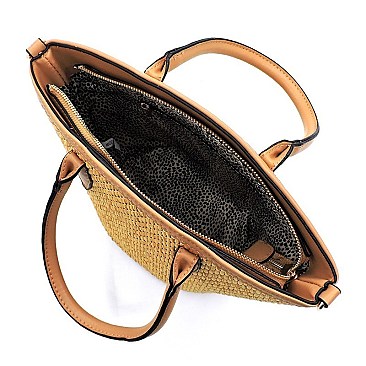 Straw Tote Satchel