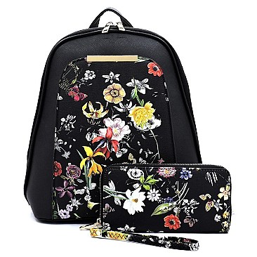 Flower Printed 2-in-1 Backpack