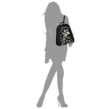 Flower Printed 2-in-1 Backpack