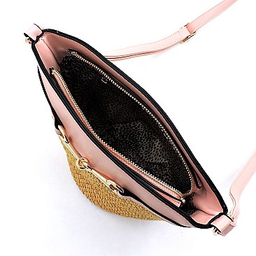 Straw Bucket Crossbody Bag