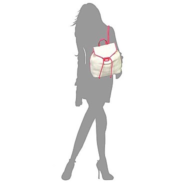 Straw Neon Trimmed Backpack