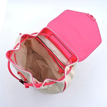 Straw Neon Trimmed Backpack