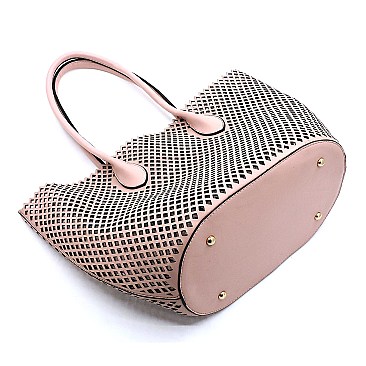 Fashion Laser Cut Mesh See Thru 2-in-1 Shopper