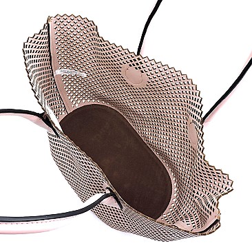 Fashion Laser Cut Mesh See Thru 2-in-1 Shopper