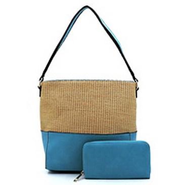 Straw Colorblock 2-in-1 Shoulder Bag