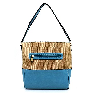 Straw Colorblock 2-in-1 Shoulder Bag