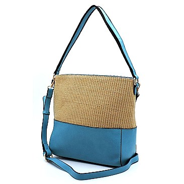 Straw Colorblock 2-in-1 Shoulder Bag